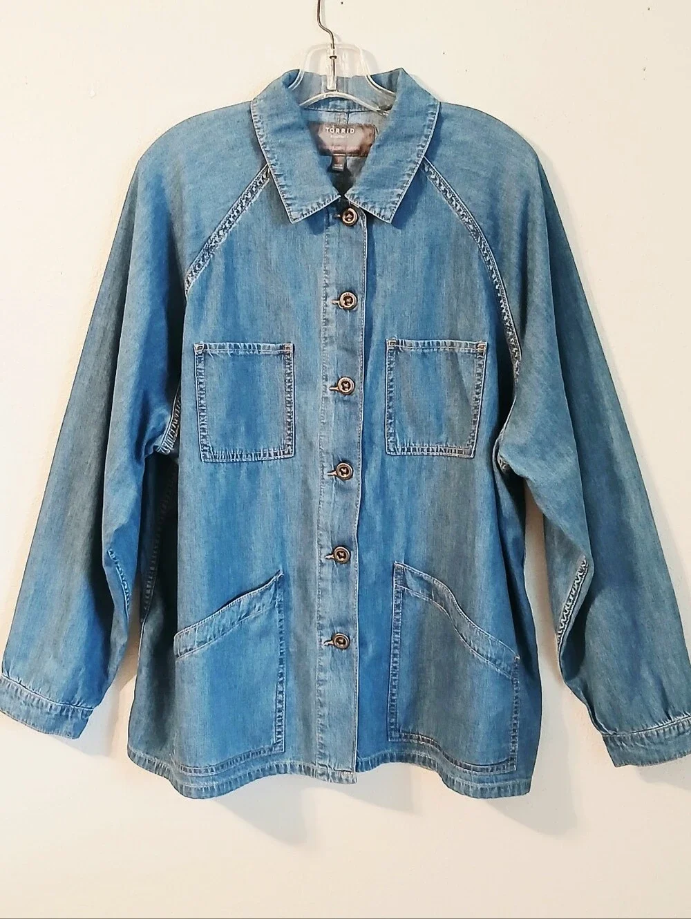 torrid Denim Raglan Button- Up Chore Jacket Size 1X